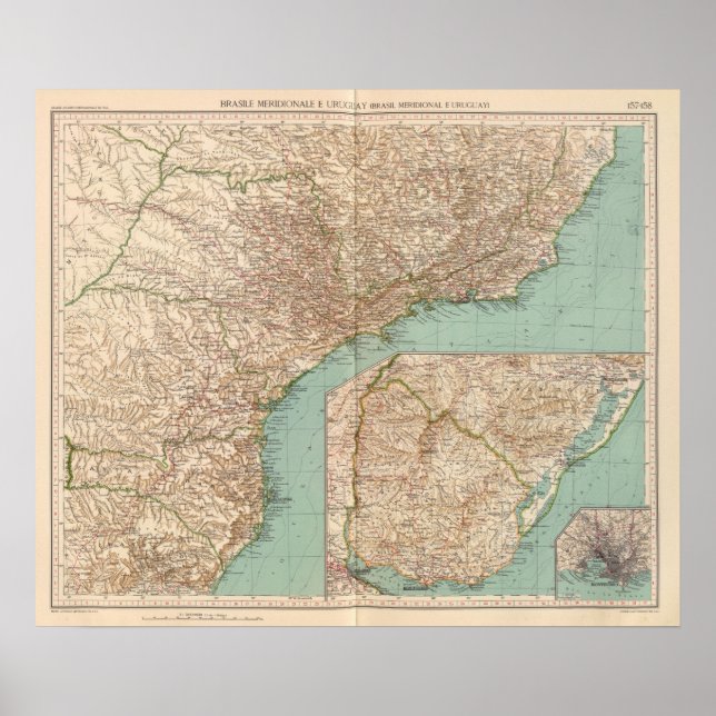 Pôster 15758 Sul Brasil, Uruguai (Frente)