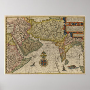 Pôster 1596 Map of Southern Asia