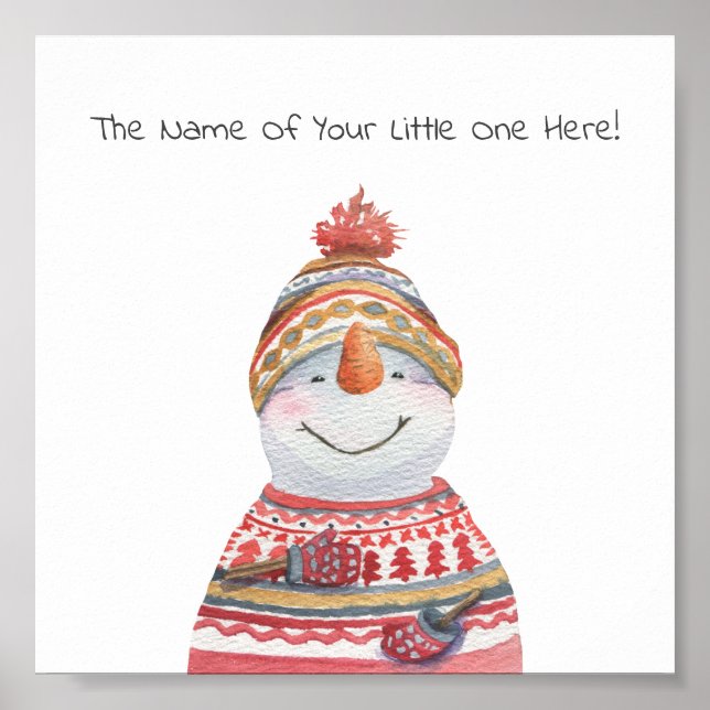 Poster (15,2 x 15,2cm) - Snowman In A Sweater (Frente)