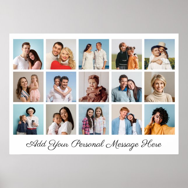 Poster 15 Colagem de Fotos Adicionar Sua Própria Saudação (Frente)