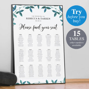 Poster 15 Gráfico de Casamento de Mesas com Folhagem Ver