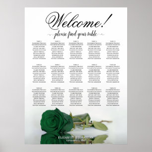Poster 15 Gráfico de Casamento de Rosa Verde Emerald Mesa