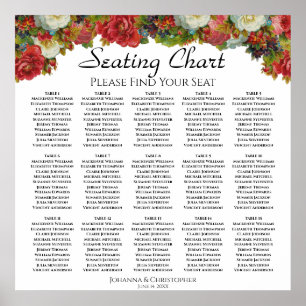Poster 15 Mesa Flores Vermelhas Flores De Casamento