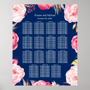 Poster 15 mesas picam a carta floral do assento do