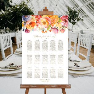 Poster 15 Tabela de Assentos Florais de Mola de Casamento