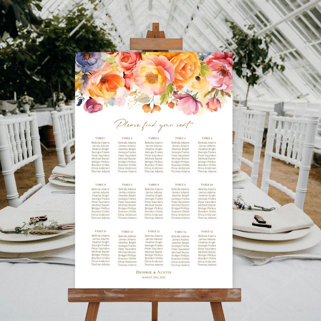 Poster 15 Tabela de Assentos Florais de Mola de Casamento (Criador carregado)