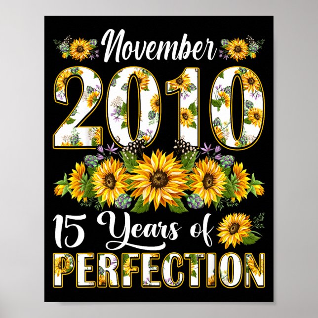 Poster 15 Year Old November 2010 Sunflower 15th Birthday  (Frente)