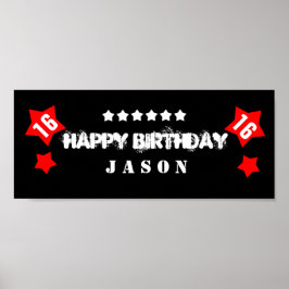 Pôster 16º Aniversário da Estrela - Nome Personalizado V1