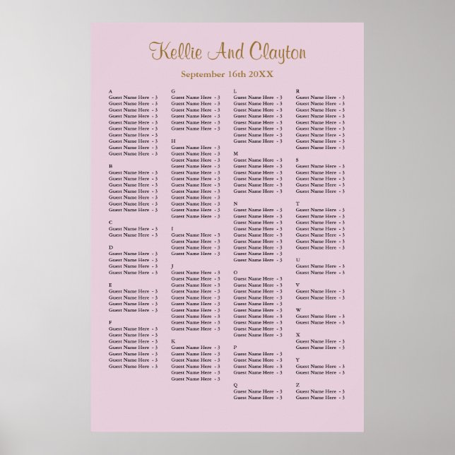 Poster 160 Gráfico de Assentos Simples de Casamentos Roxo (Frente)