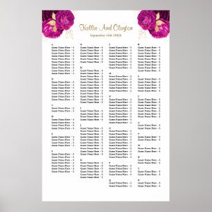 Poster 160 Pink And Gold Floral Wedding Seating Chart