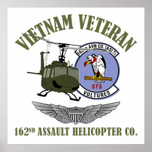 Pôster 162nd AHC com asas e helicóptero UH-1
