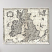 1631 Blaeu Map of the England, Scotland & Ireland