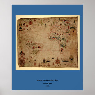 Poster 1633 Atantic Ocean Portolan Chart - Pascarbonet Ro