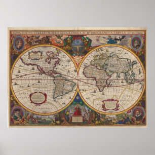 Poster 1633 Nova Totius Terrarum Orbis Geogrica