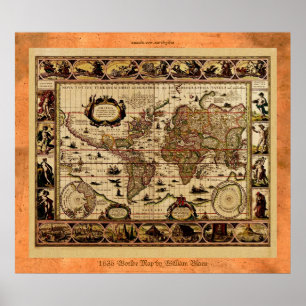 Poster 1635 do mapa de Velho Mundo