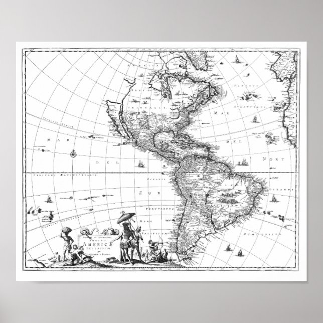 Poster 1671 Map Totius Americae Descriptio (Frente)