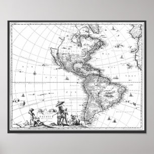 Pôster 1671 mapa Totius Americae Descriptio