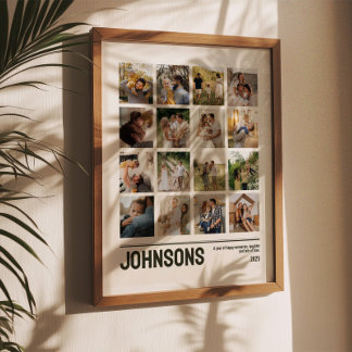 Poster 16 Colagem de Fotos Lembrança de Família Casamento
