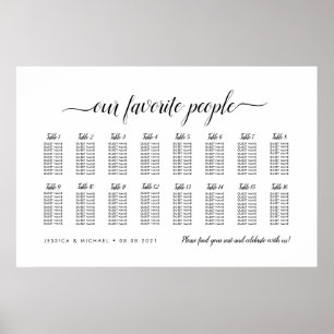 Poster 16 Elegante de Mesa Nosso Gráfico de Assentos de P