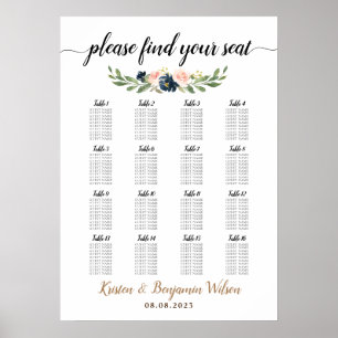 Poster 16 Gráfico de Assentos Convidados de Casamento Gra