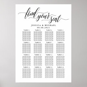 Poster 16 Gráfico de Assentos Convidados de Casamento Gra