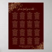 16 Gráfico de Assentos de Casamento Dourado de Lac