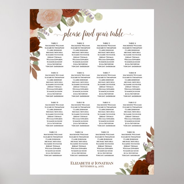 Poster 16 Gráfico de Casamento de Boho Floral de outono d (Frente)