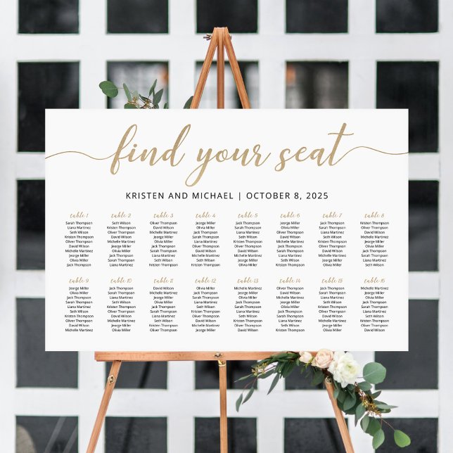 Poster 16 Mesa Encontre seu plano de gráfico de assento (Criador carregado)