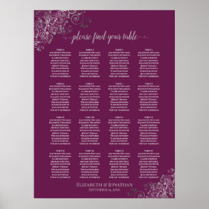 Poster 16 Mesa Prata no Gráfico de Assentos de Casamento
