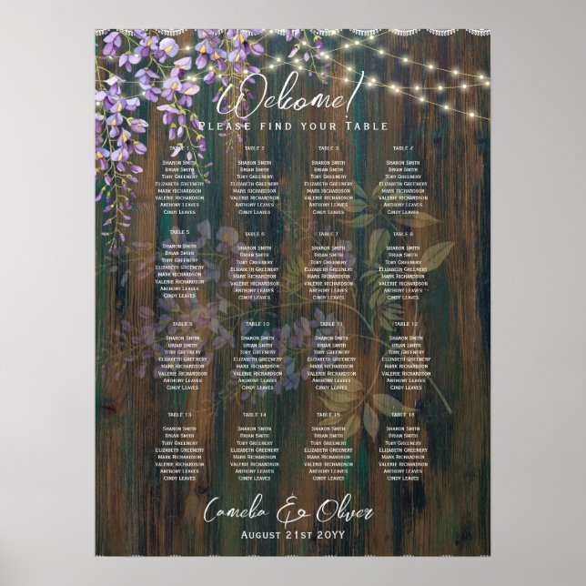 Poster 16 Mesa Rustic WISTERIA Lace SENTADA GRÁFICA B (Frente)