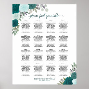 Poster 16 Mesa Teal Boho Sentado Floral