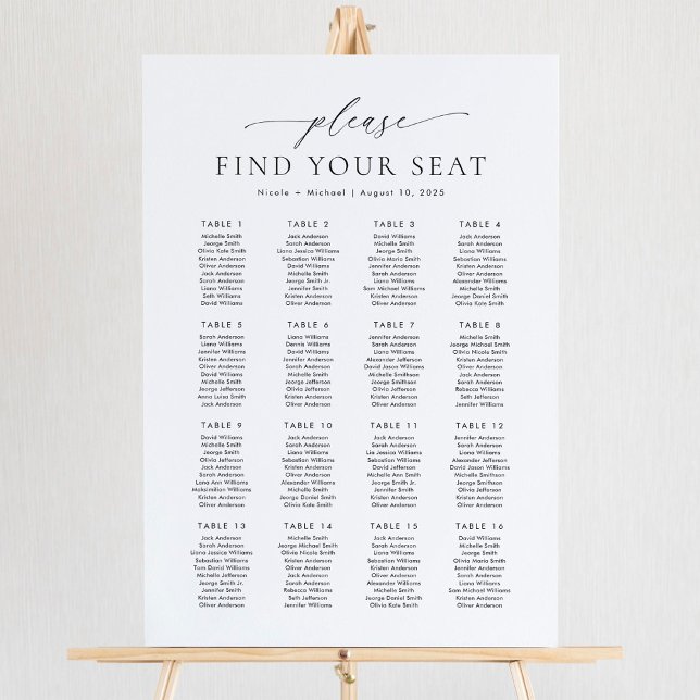 Poster 16 Mesas Encontre seu gráfico de assentos (Criador carregado)