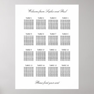 Poster 16 Tabela Gráfico de Assentos Minimalista Elegante