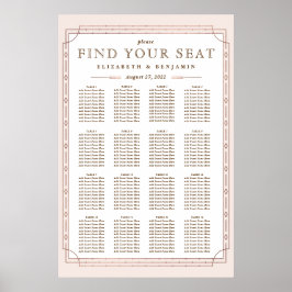 Poster 16 Tabelas | Noiva Art Déco Rosa Dourado Folha de 