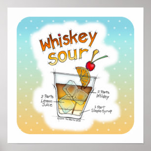 Pôster 16" x 16" POSTER, ARTE ÁCIDA do COCKTAIL da