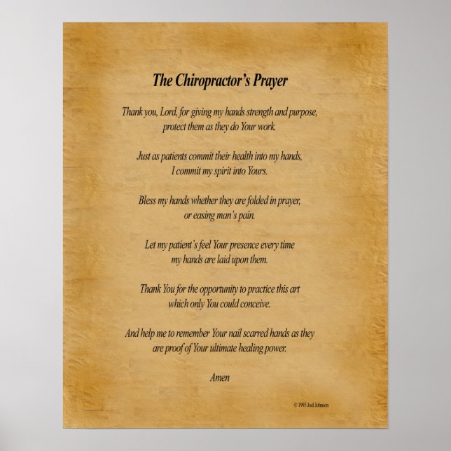 Poster 16 x 20 Chiro Prayer (Frente)
