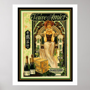 Poster 16 x 20 do anúncio de Champagne do art dec
