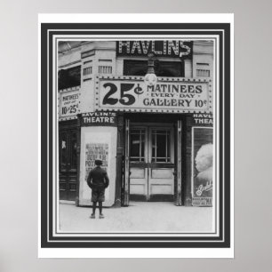 Poster 16 x 20 do cinema do vintage B&W