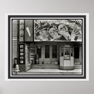 Poster 16 x 20 do cinema do vintage B&W