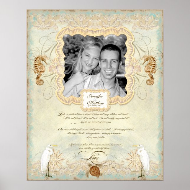Poster 16x20 Fotografia de Casamento Love Chap Beach Seas (Frente)