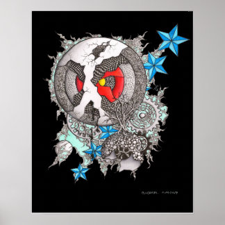 Poster 16X20 PRINT OF "A GUY LOSES HIS HAT" Blk Bgnd