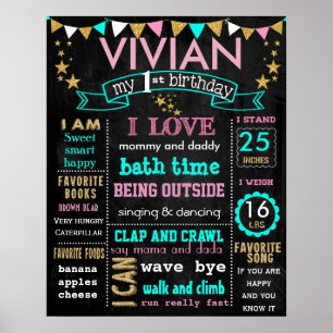 Pôster 16x20" Sinal de quadro de aniversário personaliza
