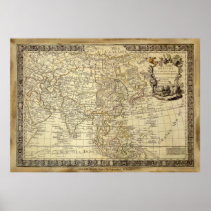 poster 1700 AD ANTIGO MAPA MUNDIAL