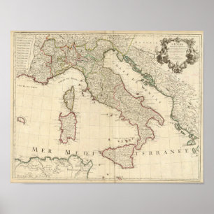 Poster 1700 Map of Italy