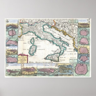 Poster 1706 de la Feuille Mapa da Itália