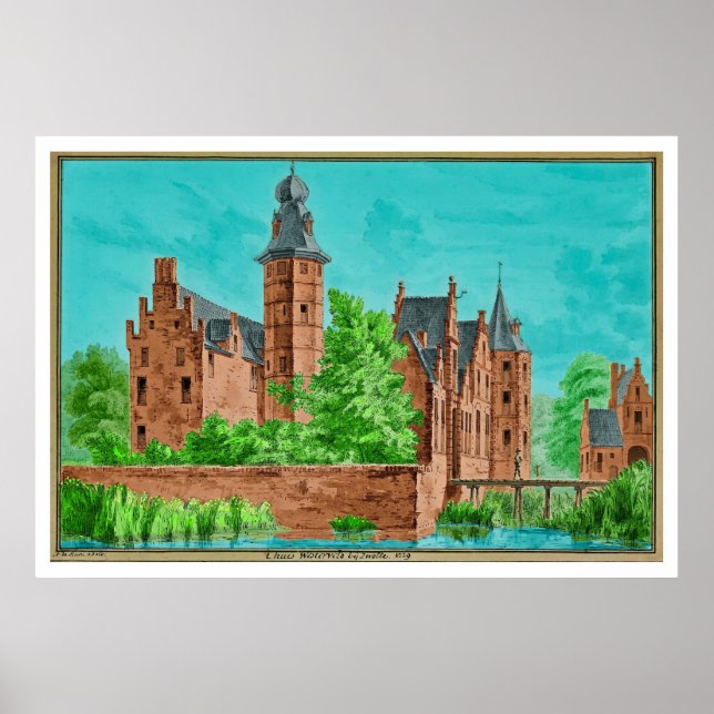 Poster 1729 A. de Haen Dutch Kasteel WESTERVELT ...  (Frente)