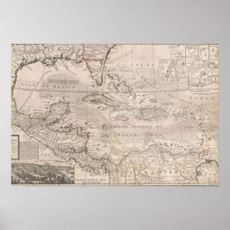 Pôster 1732 Inglês Gráfico do Caribe LARGE