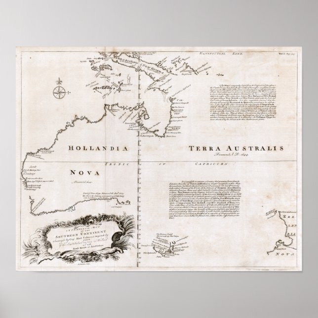 Pôster 1744 Australia Map (Frente)