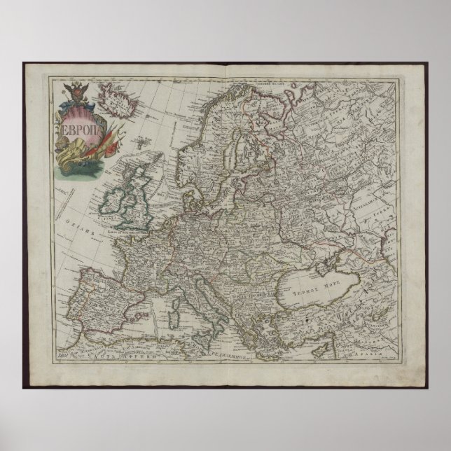 Poster 1745 Mapa da Academia Russa da Europa (Frente)