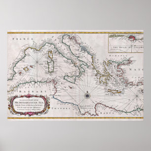 Poster 1745 Mapa das vendas de focas ou Gráfico do Mar Me